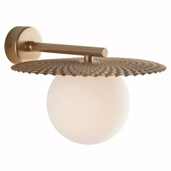 LUCE AMBIENTE E DESIGN Applique CHAPLIN en métal doré avec diffuseur en verre blanc (Applique murale / Éclairage intérieur LED)