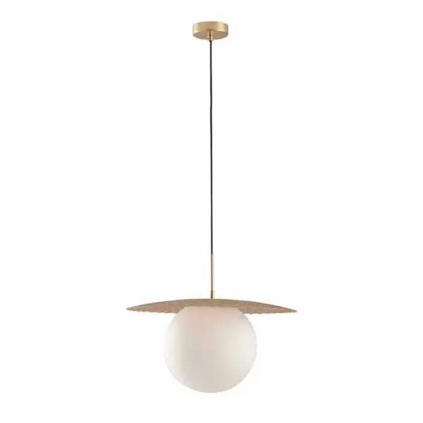LUCE AMBIENTE E DESIGN Suspension chaplin en métal doré avec diffuseur en verre blanc 45 cm (Suspensions Design & Déco / Éclairage intérieur LED)