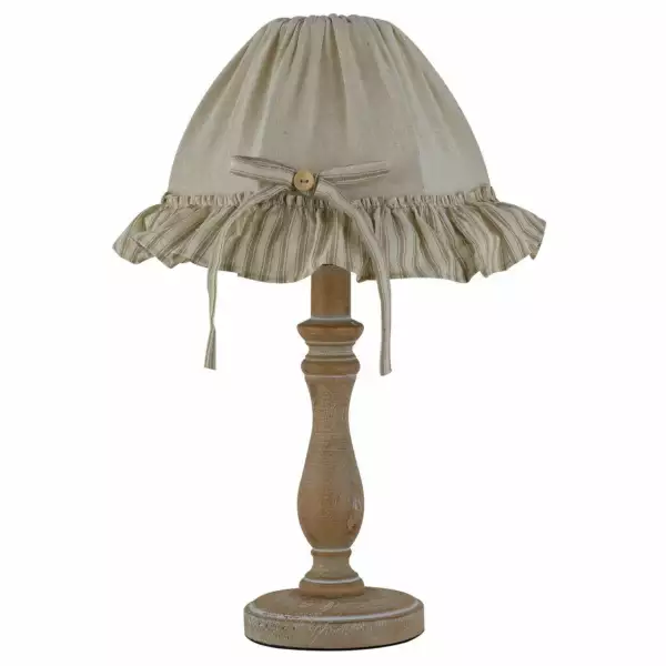 LUCE AMBIENTE E DESIGN Lampe de table en bois cherry avec abat-jour en coton (Lampes de table / Éclairage décoratif)