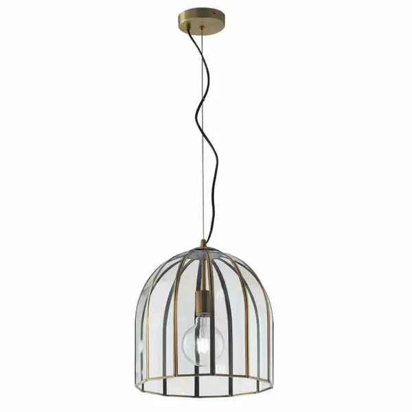 LUCE AMBIENTE E DESIGN Lampe à suspension chester en verre avec finitions en métal laiton 31,5 x 30 cm (Suspensions Design & Déco / Éclairage intérieur LED)