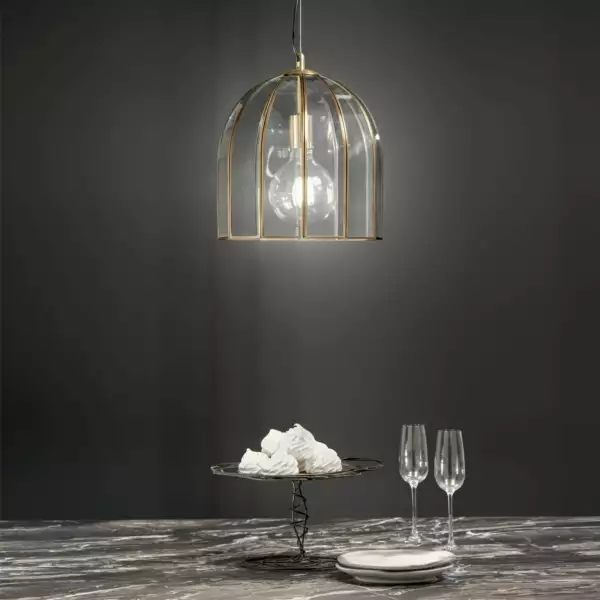 Lampe à suspension chester en verre avec finitions en métal laiton 31,5 x 30 cm – Image 3