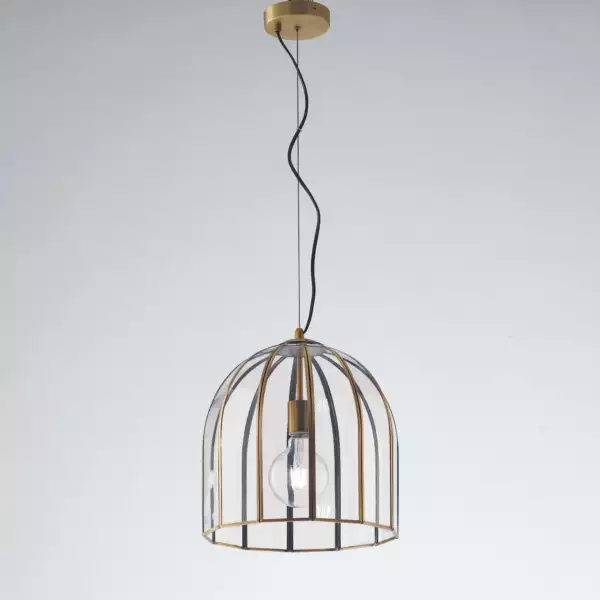 Lampe à suspension chester en verre avec finitions en métal laiton 31,5 x 30 cm – Image 2