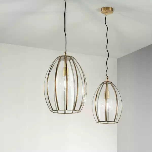 Lampe à suspension chester en verre avec finitions en métal laiton 33,5 x 23 cm – Image 3
