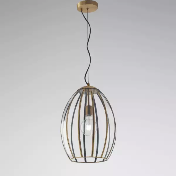 Lampe à suspension chester en verre avec finitions en métal laiton 33,5 x 23 cm – Image 2