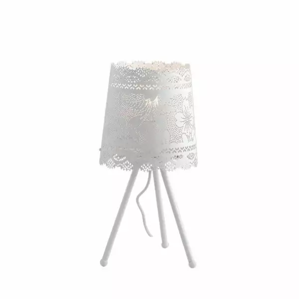 LUCE AMBIENTE E DESIGN Lampe à poser cluny en métal blanc (Lampes de table / Éclairage décoratif)