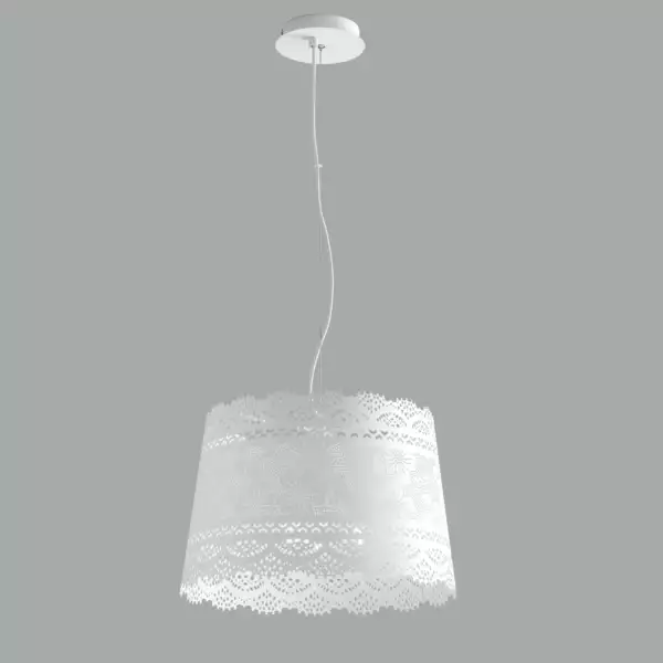 Lampe à suspension CLUNY en métal blanc mat 40 cm – Image 2