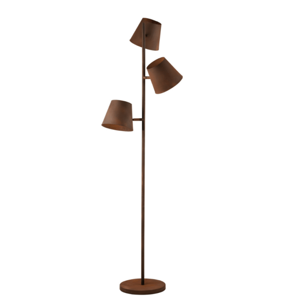 LUCE AMBIENTE E DESIGN Lampadaire COLT en métal rouille vieilli à trois lumières (Lampadaires / Éclairage décoratif)