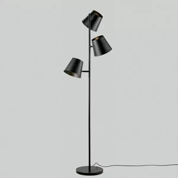 Lampadaire COLT en métal gris vieilli à trois lumières – Image 2