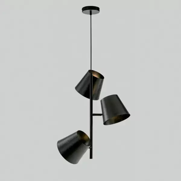 Suspension COLT en métal gris vieilli à trois lumières – Image 2