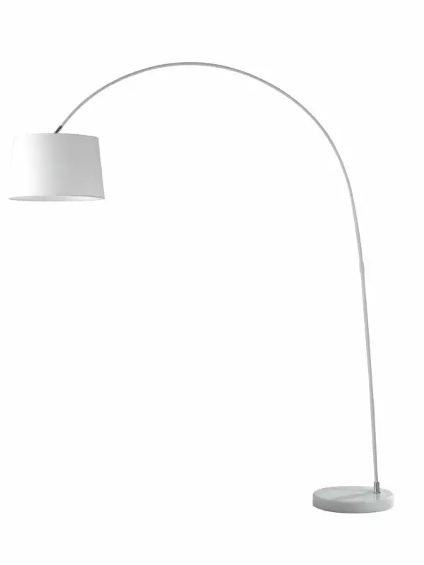 LUCE AMBIENTE E DESIGN Lampadaire courbé DREAM en métal blanc avec socle en marbre (Lampadaires / Éclairage décoratif)