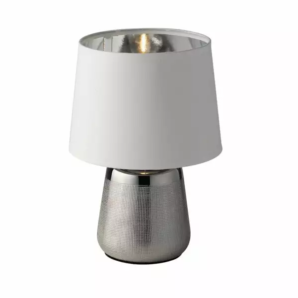 LUCE AMBIENTE E DESIGN Lampe de table ECSTASY en céramique argentée et abat-jour en tissu noir (Lampes de table / Éclairage décoratif)