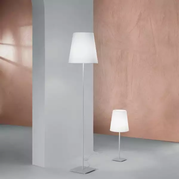 Lampadaire Elvis en métal blanc avec abat-jour en tissu 155 cm – Image 2