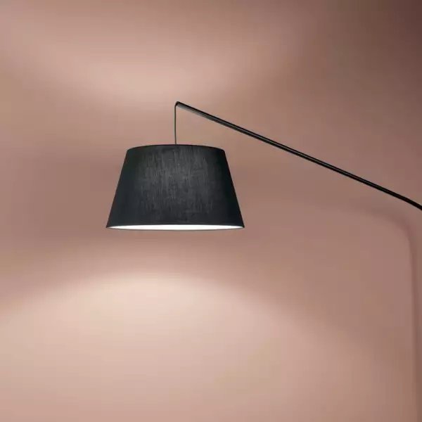 Lampadaire courbé ENJOY en métal noir avec abat-jour en tissu 180 cm – Image 3