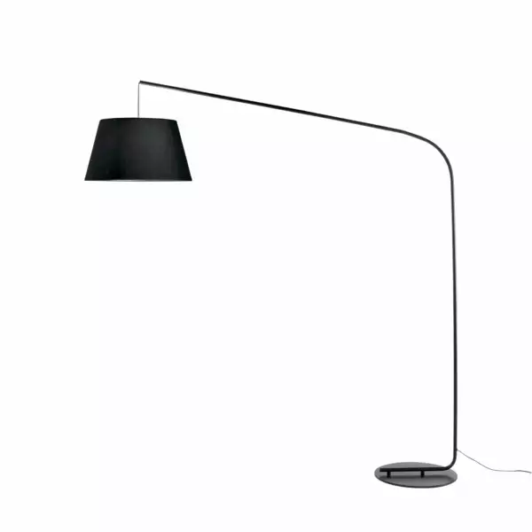 LUCE AMBIENTE E DESIGN Lampadaire courbé ENJOY en métal noir avec abat-jour en tissu 180 cm (Lampadaires / Éclairage décoratif)