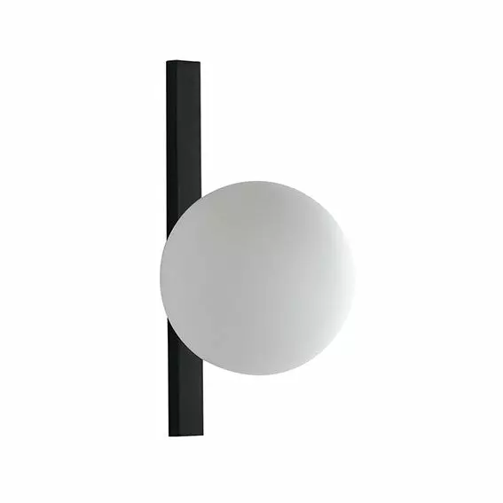 LUCE AMBIENTE E DESIGN Applique enoire en métal noir avec diffuseur en verre blanc (Applique murale / Éclairage intérieur LED)