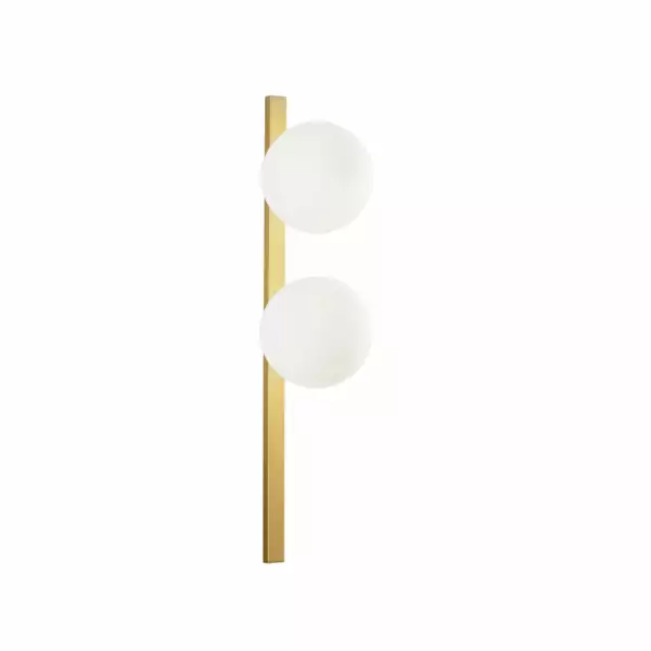 LUCE AMBIENTE E DESIGN Applique enoire en métal doré avec deux diffuseurs en verre blanc (Applique murale / Éclairage intérieur LED)