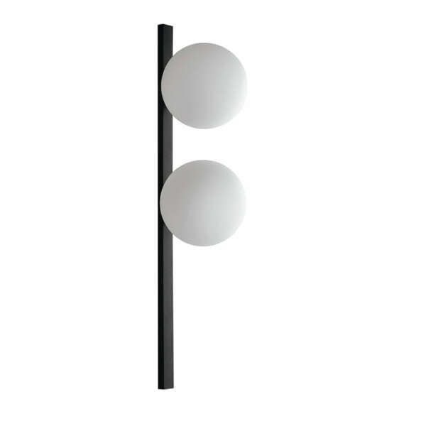 LUCE AMBIENTE E DESIGN Applique enoire en métal noir avec deux diffuseurs en verre blanc (Applique murale / Éclairage intérieur LED)
