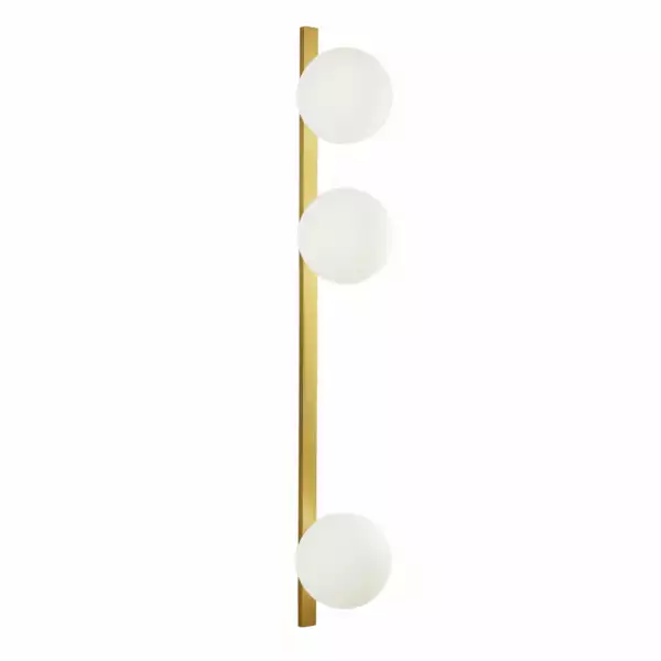 LUCE AMBIENTE E DESIGN Applique enoire en métal doré avec trois diffuseurs en verre blanc (Applique murale / Éclairage intérieur LED)