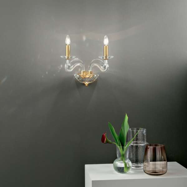 Applique Epoque à deux lumières en cristal finitions dorées – Image 3