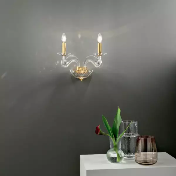 Applique Epoque à deux lumières en cristal finitions dorées – Image 3