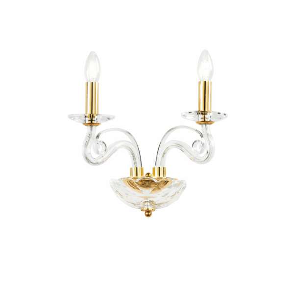 LUCE AMBIENTE E DESIGN Applique Epoque à deux lumières en cristal finitions dorées (Applique murale / Éclairage intérieur LED)