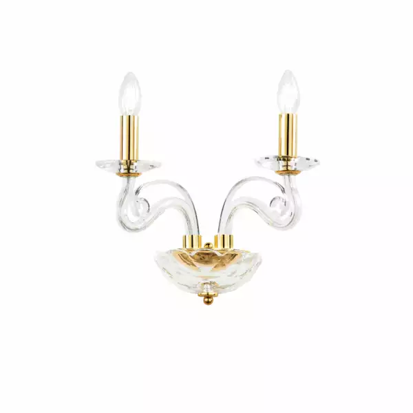 LUCE AMBIENTE E DESIGN Applique Epoque à deux lumières en cristal finitions dorées (Applique murale / Éclairage intérieur LED)