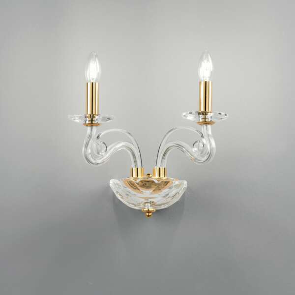 Applique Epoque à deux lumières en cristal finitions dorées – Image 2