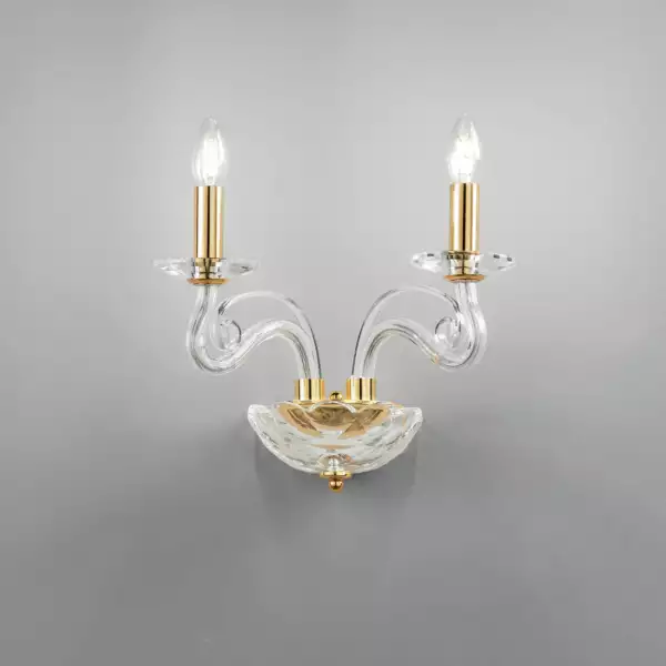 Applique Epoque à deux lumières en cristal finitions dorées – Image 2