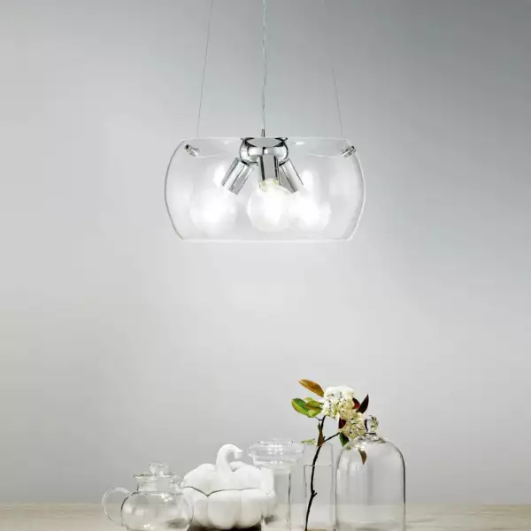 Lampe à suspension EQUATOR en verre transparent avec finitions chromées – Image 2