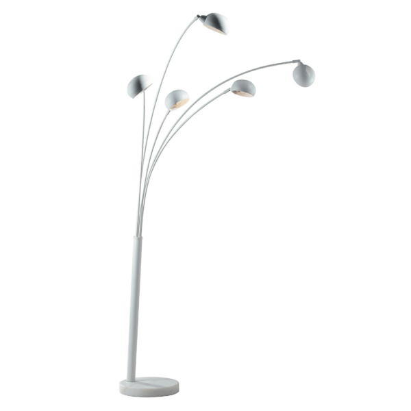 LUCE AMBIENTE E DESIGN Lampadaire ERACLE à cinq lumières en métal blanc avec socle en marbre (Lampadaires / Éclairage décoratif)