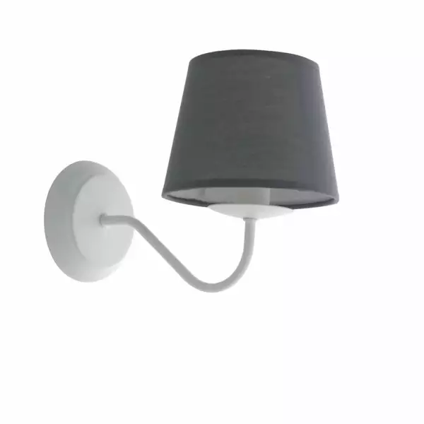 LUCE AMBIENTE E DESIGN Applique Favola en métal blanc avec abat-jour en tissu (Applique murale / Éclairage intérieur LED)