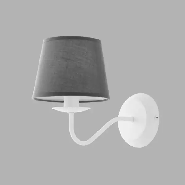 Applique Favola en métal blanc avec abat-jour en tissu – Image 2