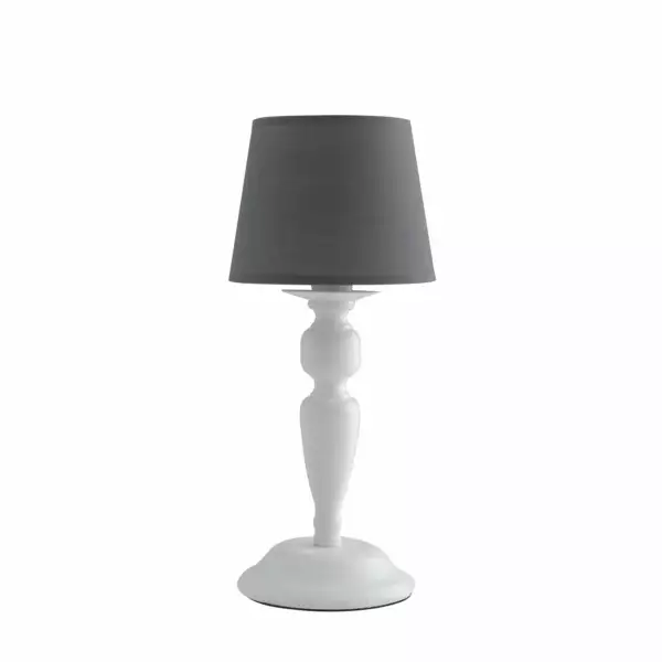LUCE AMBIENTE E DESIGN Lampe de table FAVOLA en métal blanc avec abat-jour en tissu (Lampes de table / Éclairage décoratif)