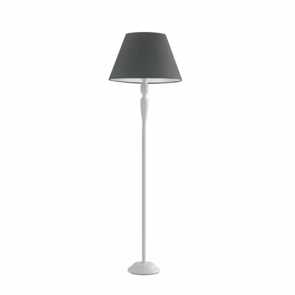 LUCE AMBIENTE E DESIGN Lampadaire FAVOLA en métal blanc avec abat-jour en tissu gris (Lampadaires / Éclairage décoratif)