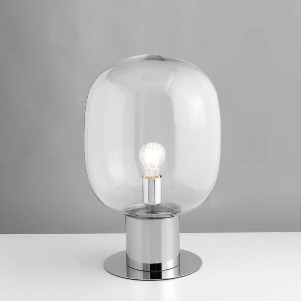 Lampe de table FELLINI en métal chromé avec diffuseur en verre de 30 cm – Image 2