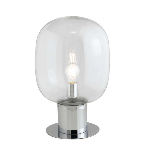 LUCE AMBIENTE E DESIGN Lampe de table FELLINI en métal chromé avec diffuseur en verre de 30 cm (Lampes de table / Éclairage décoratif)