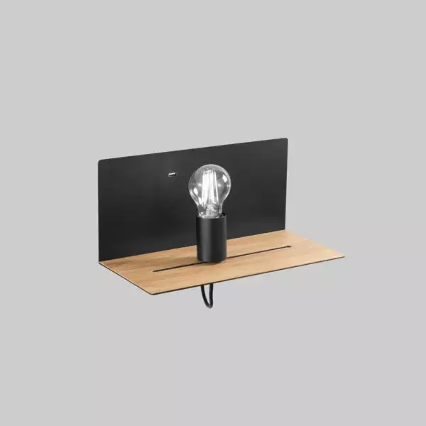 Applique flash en métal noir avec prise USB et point lumineux mobile – Image 2