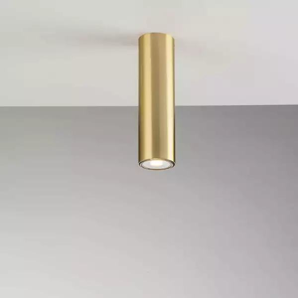 LUCE AMBIENTE E DESIGN Plafonnier cylindrique FLUKE en métal doré 20 cm (Plafonnier / Éclairage intérieur LED)