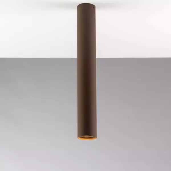 LUCE AMBIENTE E DESIGN Plafonnier cylindrique FLUKE en métal bronze 40 cm (Plafonnier / Éclairage intérieur LED)