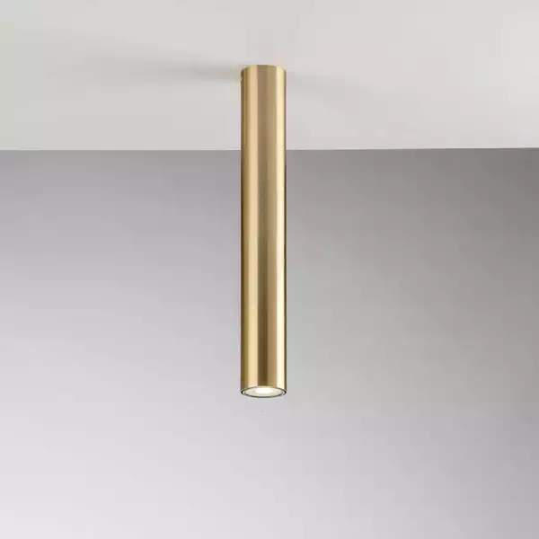 LUCE AMBIENTE E DESIGN Plafonnier cylindrique FLUKE en métal doré 40 cm (Plafonnier / Éclairage intérieur LED)