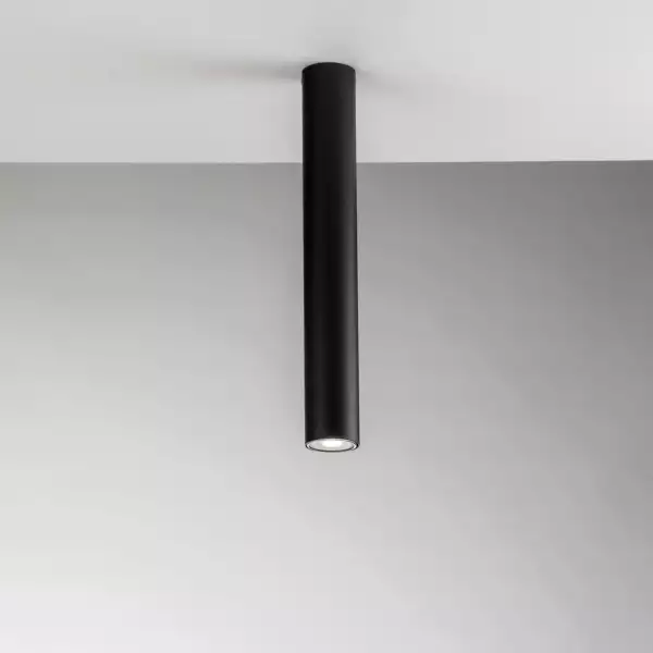 Plafonnier cylindrique FLUKE en métal noir 40 cm – Image 2