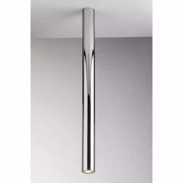 LUCE AMBIENTE E DESIGN Plafonnier cylindrique FLUKE en métal chromé 75 cm (Plafonnier / Éclairage intérieur LED)