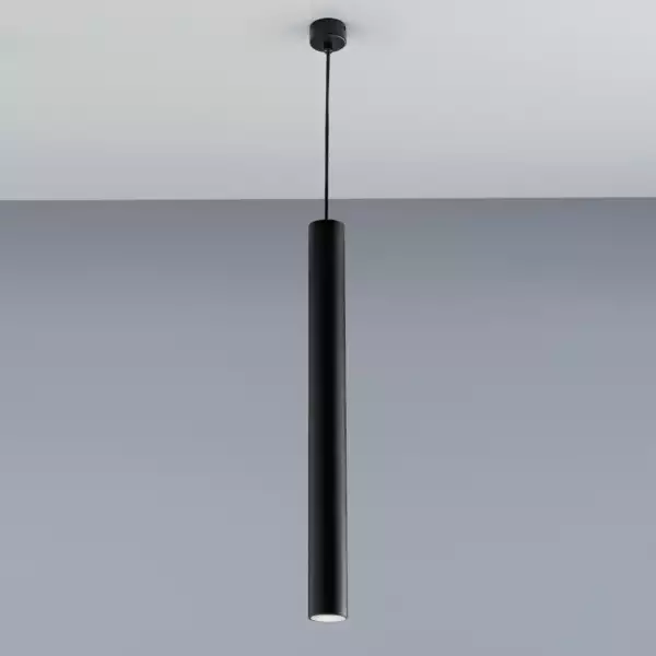 Suspension cylindrique FLUKE en métal noir 60 cm – Image 2