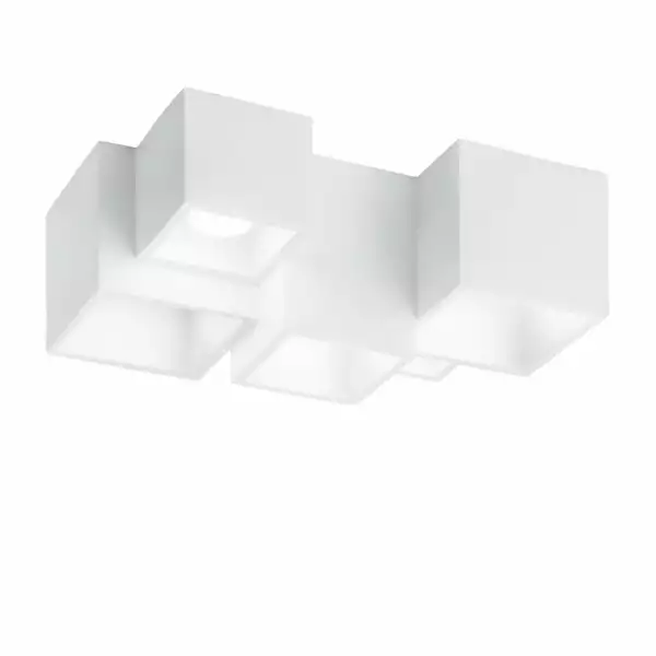 LUCE AMBIENTE E DESIGN Plafonnier FOSTER en plâtre blanc à peindre avec cinq points lumineux (Plafonnier / Éclairage intérieur LED)
