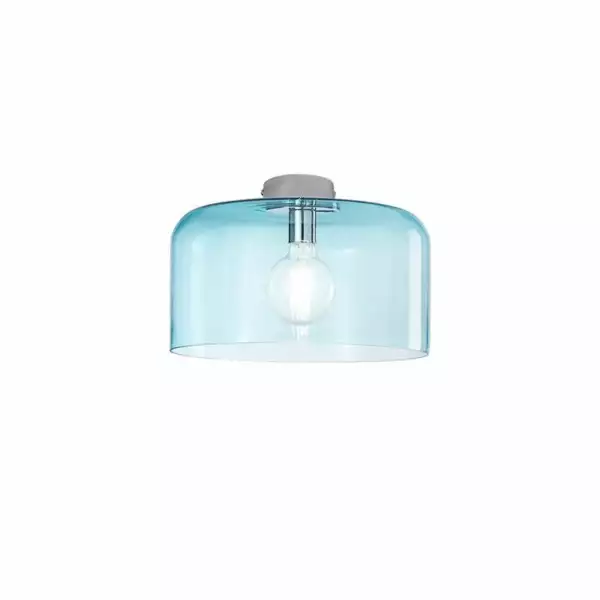 LUCE AMBIENTE E DESIGN Plafonnier gibus en verre aigue-marine 35 cm (Plafonnier / Éclairage intérieur LED)