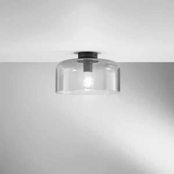 Plafonnier gibus en verre gris 40 cm – Image 2