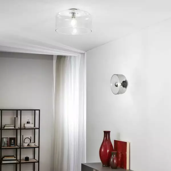 Plafonnier gibus en verre gris 30 cm – Image 2