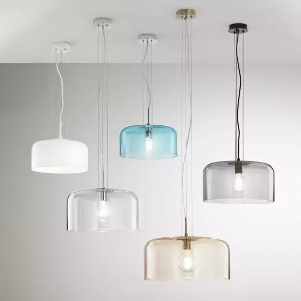 Lampe à suspension GIBUS en verre bleu 30 cm – Image 3