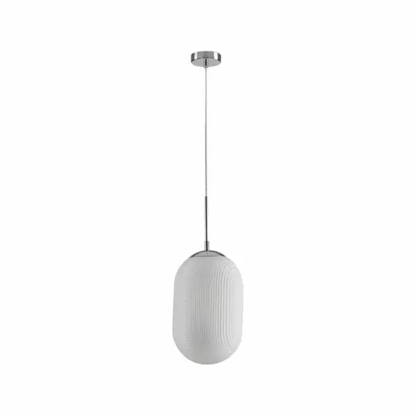 LUCE AMBIENTE E DESIGN Lampe à suspension GREENWICH en verre blanc nervuré (Suspensions Design & Déco / Éclairage intérieur LED)