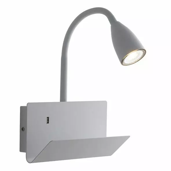 LUCE AMBIENTE E DESIGN Applique GULP en métal blanc avec bras flexible (Applique murale / Éclairage intérieur LED)